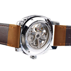 Montre mécanique automatique rétro squelette pour homme Forsining, luxe, gravure, étanche, cuir véritable, cadeau pour homme - Product Image 4