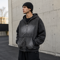 Veste cardigan en tricot à capuche zippée en polaire coupe ample style américain pour homme automne-hiver OEM ODM