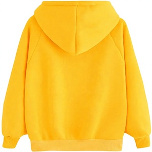 Sweat-shirt à capuche jaune personnalisé en gros, vierge, en molleton de coton 310 GSM, manches raglan, coupe oversize, style streetwear, fournisseur - Product Image 2
