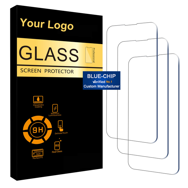 3 Pack 9H Custom Logo HD Clear Glass Compatible for 14 16 17 iphone 8 Plus 7plus Mini 15 Pro Max Tempered Glass Screen Protector