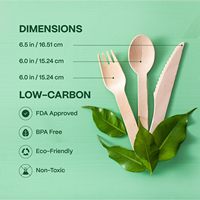 100% ensemble de couverts en bois compostables 300 pièces ustensiles en bois de bouleau fourchettes, couteaux, cuillères couverts jetables écologiques pour la fête