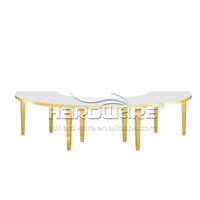 Tables d'événement demi-lune de luxe, plateau en MDF, acier inoxydable, table de mariage incurvée