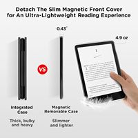 Étui de protection magnétique détachable pour Kindle Paperwhite 13e génération 2026 7 pouces en cuir PU avec coque arrière transparente en TPU
