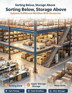 Blue Steel Mezzanine Rack 5 Layer <b>Adjustable</b> Main Sub Structure Painted Surface Warehouse Storage <b>Shelf</b> with Pallet Support Bar - Product Image 4