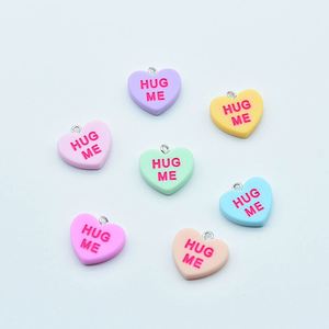 Dijes de Resina de Colores con Letras Inglesas, Corazón de Amor, <span class=keywords><strong>BEMINE</strong></span>, HUGME, LOVE, Acrílico, para Hacer Pulseras, Collares y Joyería Artesanal - Product Image 4