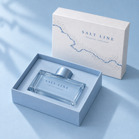 Boîtes en papier rigide pour flacons de parfum de luxe 30 ml 50 ml, emballages de flacons vides recyclables, boîte cadeau bleue avec logo personnalisé