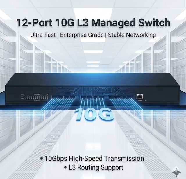 12-Port 10Gb L3 Managed Ethernet Switch with SFP+ Uplinks for Data Center, ISP, Enterprise Network & Campus Solutions