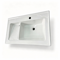 Évier de buanderie monobloc en céramique avec planche à laver, pour balcon ou comptoir, tailles de 60 à 100 cm, garantie cinq ans