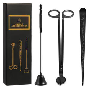 Juego de accesorios para velas 3 en 1, cortador de mechas de acero inoxidable, kit de herramientas para apagar velas, negro, plateado, dorado, oro rosa - Product Image 1