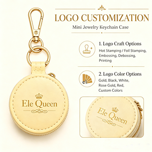 Mini étui à bijoux en cuir PU écologique Ele Queen avec fermeture éclair, couleur personnalisée, design élégant pour petits bijoux - Product Image 1