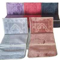 Tapis de Prière Épais et Portable pour le Pèlerinage, Tapis Musulman Pliable avec Dossier Gaufré, Design Uni, Ensemble Tapis de Sol, Option Cadeau