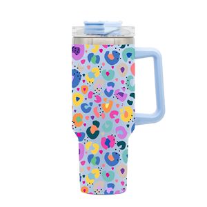 Stainless Steel Tumbler 40oz Leopard Print <b>Insulated</b> Handle Travel <b>Mug</b> - Product Image 4