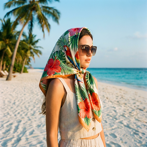 Foulard Quadrato Personalizzato con Logo 60*60cm in Cotone e Seta, Stampa Floreale, <span class=keywords><strong>Bandana</strong></span> Versatile, <span class=keywords><strong>Fascia</strong></span> per <span class=keywords><strong>Capelli</strong></span>, Sciarpa per Collo - Product Image 6