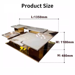 Tavolino da Caffè Moderno e Durevole in Marmo Naturale Pandora e Acciaio Inossidabile per Arredamento Completo di Villa e <span class=keywords><strong>Soggiorno</strong></span> - Product Image 5