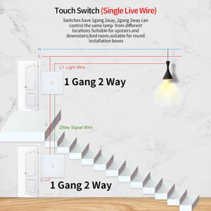 European Standard 1 Gang 2 Way <b>Touch</b> Wall Switch 110-240V IP20 Copper Conductive Material - Product Image 3