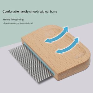 卸売の無垢ブナ材と金属製のペット用ノミ取り櫛（猫用） - Product Image 3