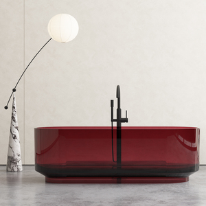 อ่างอาบน้ำเรซิ่นใสสีน้ำเงินคริสตัลแบบโปร่งแสง  แบบตั้งพื้น - Product Image 4