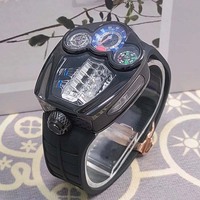 Reloj Deportivo Redondo para Hombre, Esfera Grande Hueca, Resistente al Agua, Transparente, Mecánico de Cuerda Automática Tofly