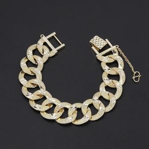 Pulsera Cubana Gruesa Personalizada al por Mayor JXX, Cadena de Eslabones Chapada en Oro de 14K, Estilo Hip Hop Moderno para Hombre, Principalmente Hecha de Latón - Product Image 4