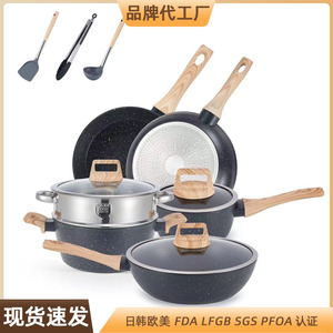 Juego de ollas de granito de 12 piezas, antiadherente, para cocinas de inducción y de gas, uso doméstico - Product Image 2