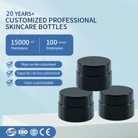Bouteilles cosmétiques en PP, pots à crème ronds noirs brillants vides, pour échantillons, voyage, logo personnalisé, vente en gros