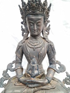 Statue artisanale d'art en laiton indien, Figurine Amitabha bouddha, népal, Art bouddhisme religieux, collection - Product Image 2