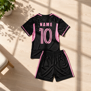 Maglia da <span class=keywords><strong>Calcio</strong></span> Personalizzata con Pantaloncini, Set Nero e <span class=keywords><strong>Rosa</strong></span> Traspirante, Divisa da Allenamento per Uomini e Bambini - Product Image 2