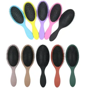 Customized Logo Rubber Paint Handle Tangle Detangling Comb Shower Hair Brush detangler Salon Styling Hairbrush Hair Extensions