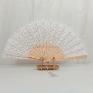 Abanico de mano de madera de alta calidad de 23 cm con borla, abanico hueco de encaje para bodas, publicidad y regalos - Product Image 2