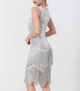 Professionnel paillettes rugissant gland robe <span class=keywords><strong>de</strong></span> <span class=keywords><strong>danse</strong></span> latine femmes <span class=keywords><strong>danse</strong></span> <span class=keywords><strong>tenue</strong></span> Rumba Tango Samba scène Dancewear - Product Image 4