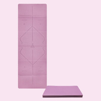 Tapete de Yoga Plegable Personalizado de TPE con 6 Pliegues y Líneas de Alineación, Tapete de Ejercicio Portátil Antideslizante para Pilates y Fitness con Logotipo
