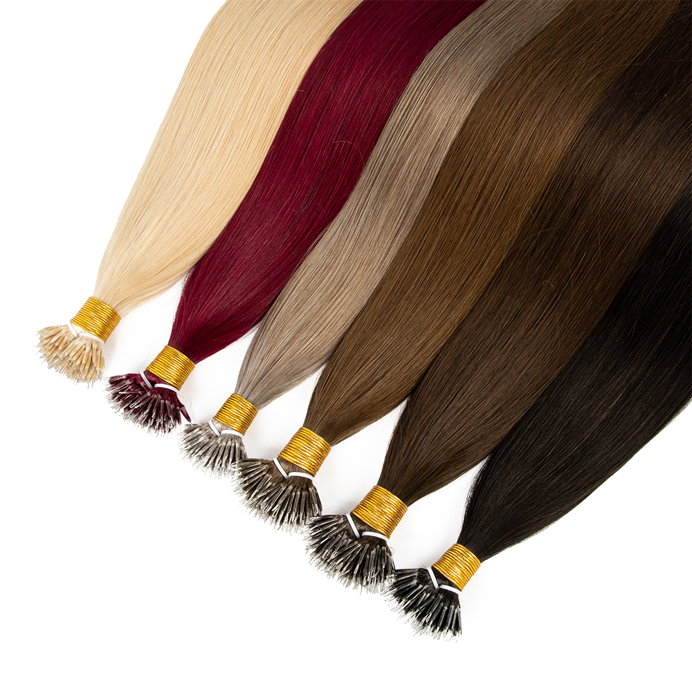 Nano Tip Hair Extensions Human Hair Groothandel Dubbel Getrokken Keratine 100% Onbewerkte Nano Ring Menselijk Haar