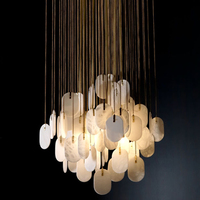 Lustre de luxe en albâtre pour salle modèle Salon Maison privée Villa Duplex Bâtiment-Personnalité créative à suspendre