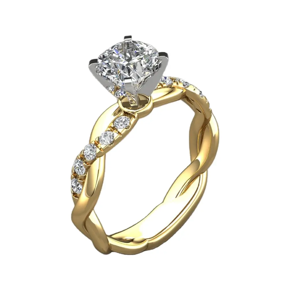 럭셔리 큐빅 지르콘 18k 골드 도금 다이아몬드 반지 약혼 보석 여성 스털링 실버 925 결혼 반지