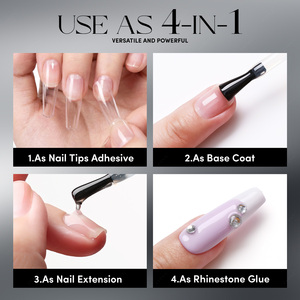 JTING Gel d'Extension Professionnel Sans Résidu 4-en-1 Transparent Effet Cristal pour Ongles, Gelx Colle, Base Coat, Sans HEMA/TPO, Vernis à Ongles OEM - Product Image 2