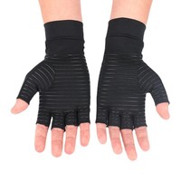 Gants de compression antidérapants en fibre de cuivre, demi-doigts, sans doigts, pour hommes, pour la gym, le fitness, le cyclisme et l'entraînement