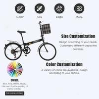 Nouveau design, vélo pliant portable pas cher pour adultes, 20 pouces, 7 vitesses, frein V, panier, léger