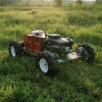Mesin Pemotong Rumput Otomatis Beroda dengan Remote Control Grosir Pabrik, Bersertifikasi CE EPA, Bertenaga Bensin, Robot Pemotong Rumput Pertanian
