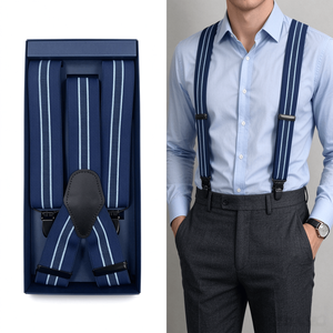 Male Long <b>Trousers</b> Elastic <b>Braces</b> High Quality <b>Men</b> Adjustable X Shape 2.5cm Width 4 Clip Solid Color Suspenders - Product Image 2