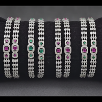 Conjunto de pulsera de elegancia radiante de Plata de Ley 925, brazaletes de moda de lujo, diseño de AD de elegancia radiante, brazaletes de lujo de plata 925