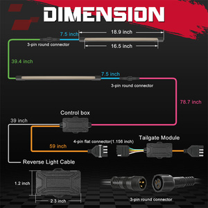 2 barres lumineuses LED tout-terrain de 19 pouces avec feux de freinage, de direction, de positionnement et de stationnement pour camionnette, feux arrière 12V - Product Image 2