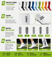 Chaussettes de football respirantes personnalisées unisexes avec semelle antidérapante, chaussettes à grip tricotées pour l'entraînement de football en équipe toute saison