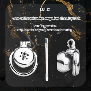 Jaula de Castidad Plana FRRK, Jaula de Castidad Masculina Invertida con Bola, Jaula de Castidad Negativa con Catéter, Juguetes Sexuales BDSM para Hombres, Castidad para Travestis - Product Image 6
