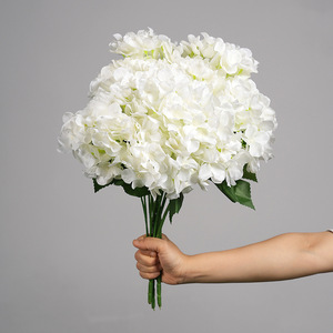 Fleurs d'hortensia artificielles blanc laiteux, plante entière, pétales en PVC, décorations ornementales - Product Image 1