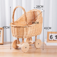 Nouveauté Panier en rotin pour bébé et enfant Panier en osier tressé rétro Panier pour bébé Décoration de chambre d'enfant Jouets pour enfants Jouet pour poussette