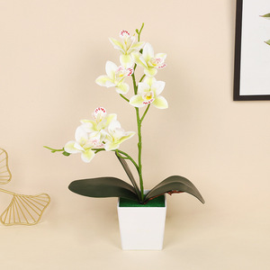 Orquídea Phalaenopsis Artificial en Maceta de Yiwu Datuo Florist, 22x32 cm, Color Blanco Lechoso, Amarillo y Rosa, Decoración para Sala de Estar y Bodas - Product Image 4
