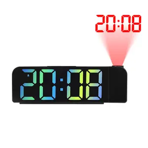 Pantalla grande multifunción, proyector de tiempo de brillo ajustable, reloj despertador Digital a Color, con calendario de fecha y temperatura