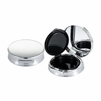 Boîtier compact rond argenté personnalisé pour fond de teint, crème BB, poudre libre ou poudre compacte, couleur nude