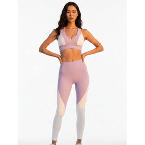 Conjunto de Yoga Aspen Azul y Blanco, Leggings de Cintura Alta Transpirables sin Costuras, Sujetador Deportivo, Ropa Deportiva para Mujer - Product Image 2