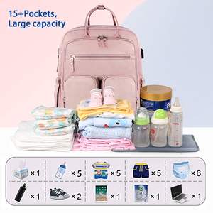 Sac à langer de voyage imperméable et tendance, sac à langer portable pour bébé, sac à dos confortable et isolé pour maman avec port de charge USB - Product Image 2